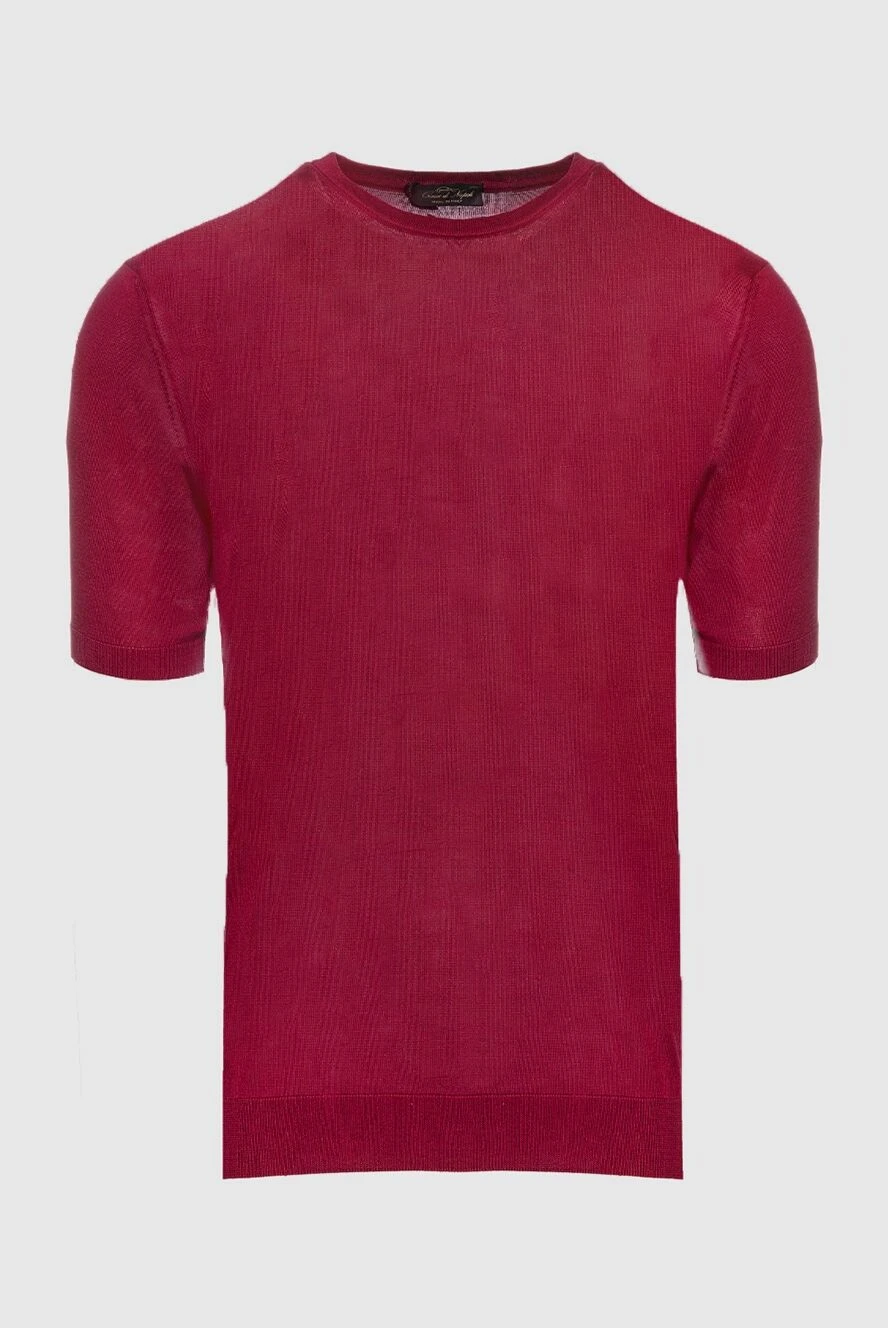 Cesare di Napoli man silk short sleeve jumper burgundy for men купить с ценами и фото 158130 - photo 1