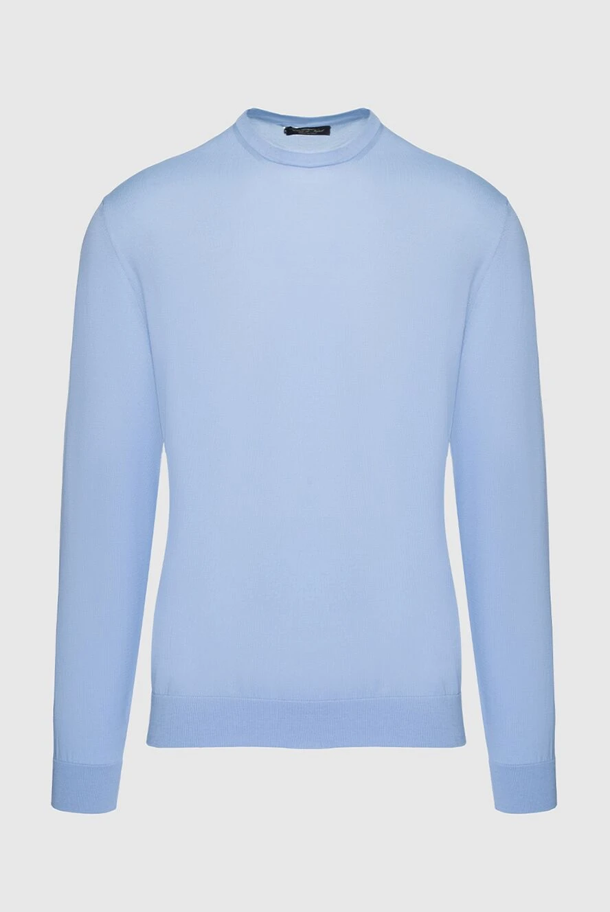 Cesare di Napoli man blue cotton jumper for men купить с ценами и фото 158141 - photo 1