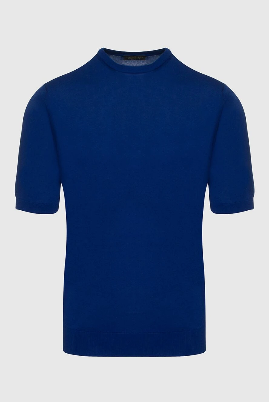 Cesare di Napoli man cotton short sleeve jumper blue for men купить с ценами и фото 158147 - photo 1