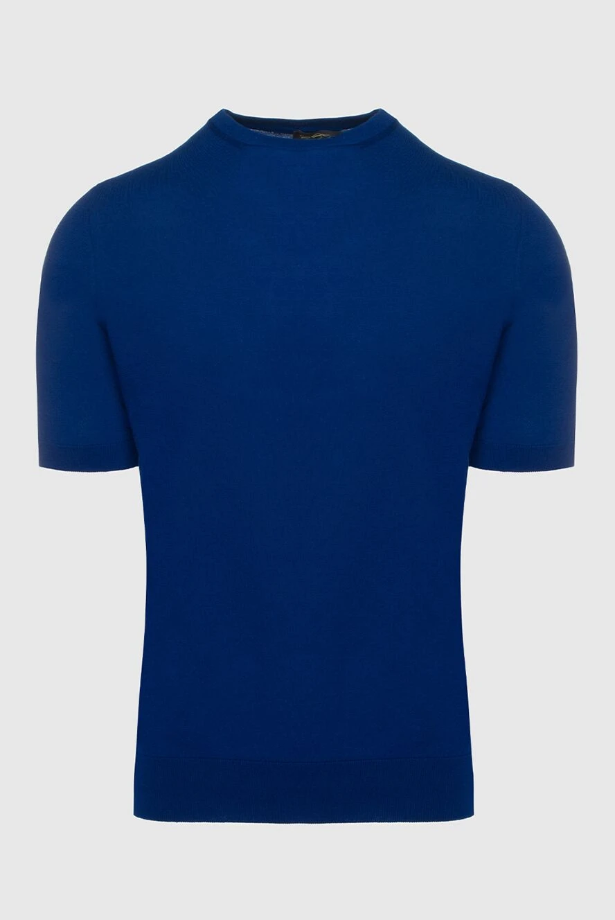 Cesare di Napoli man cotton short sleeve jumper blue for men купить с ценами и фото 158150 - photo 1