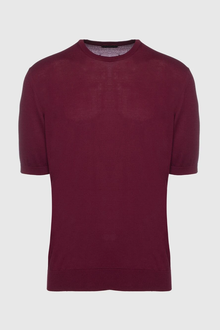 Cesare di Napoli man silk short sleeve jumper burgundy for men купить с ценами и фото 158157 - photo 1