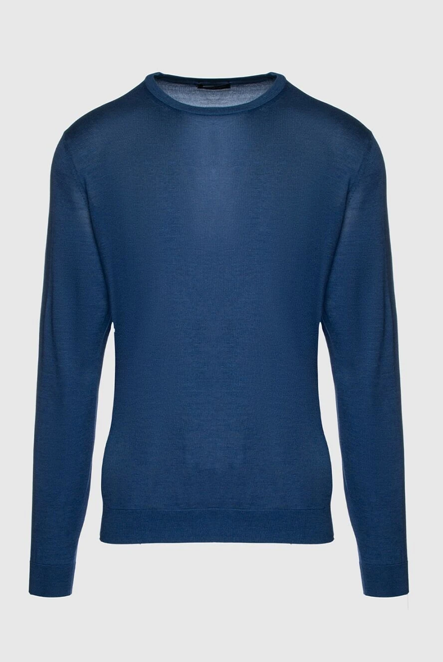 Cesare di Napoli man blue silk jumper for men купить с ценами и фото 158173 - photo 1