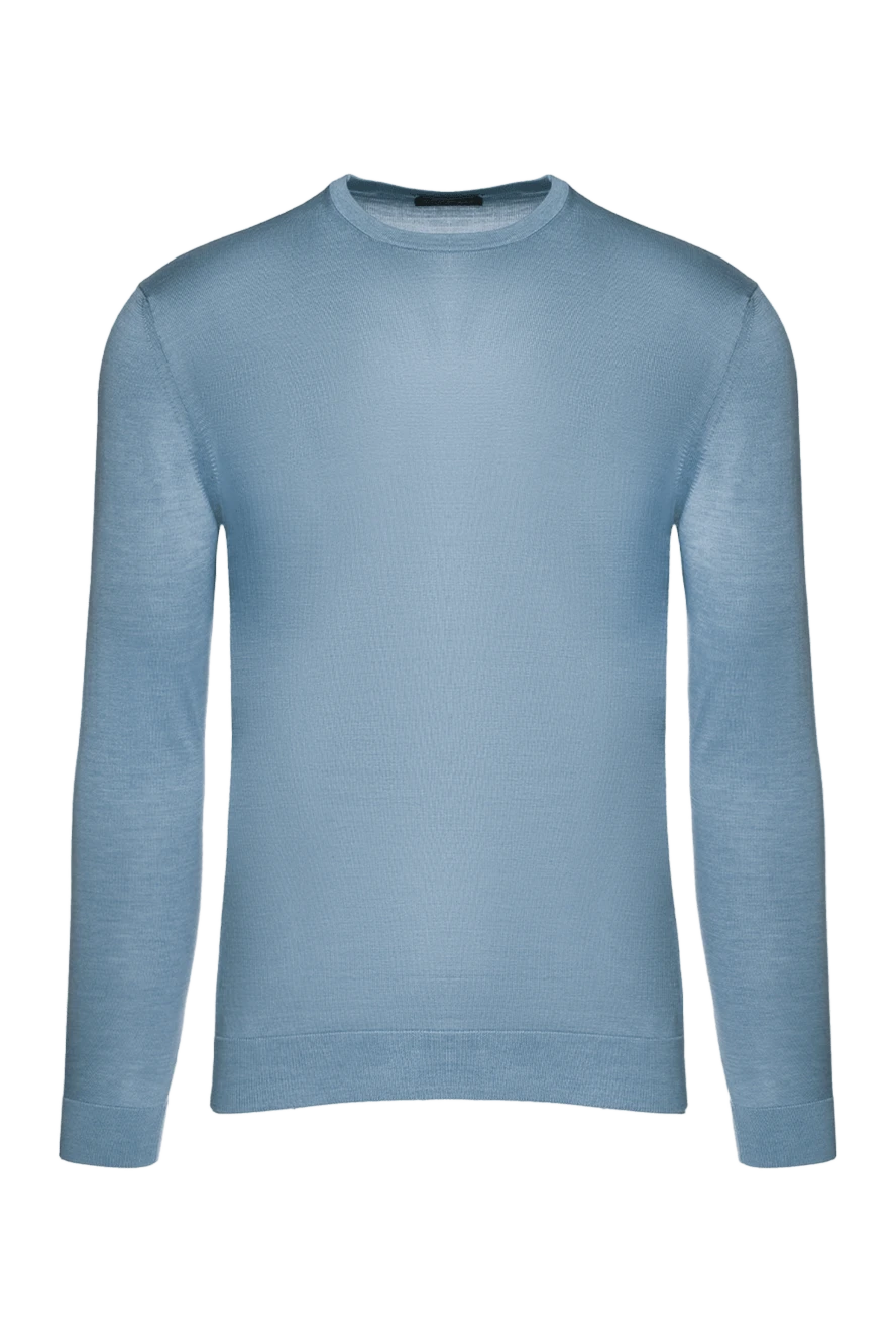 Cesare di Napoli man blue silk jumper for men купить с ценами и фото 158174 - photo 1