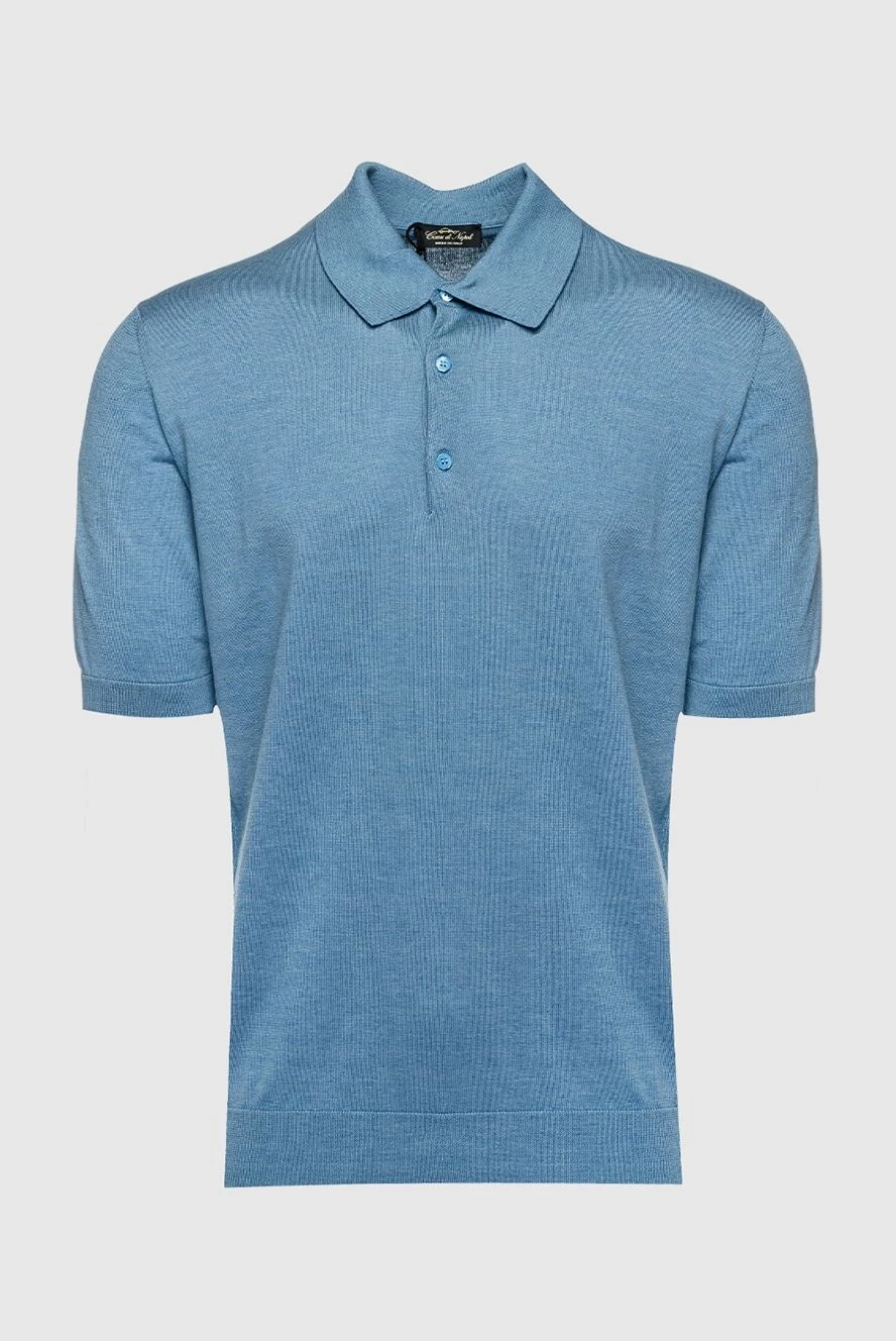 Cesare di Napoli man cotton and silk polo blue for men купить с ценами и фото 158188 - photo 1