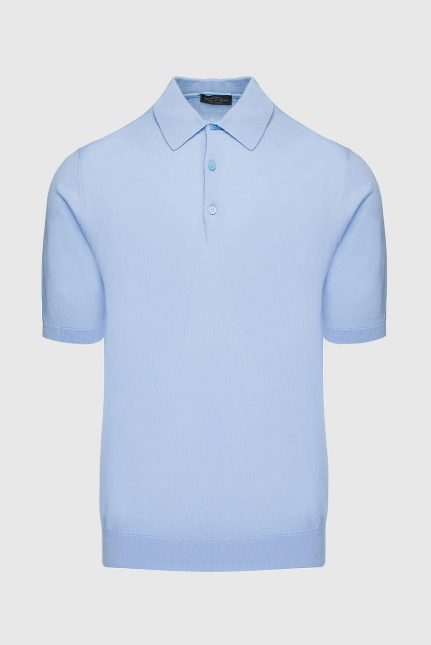 Cesare di Napoli man blue cotton polo for men купить с ценами и фото 158198 - photo 1