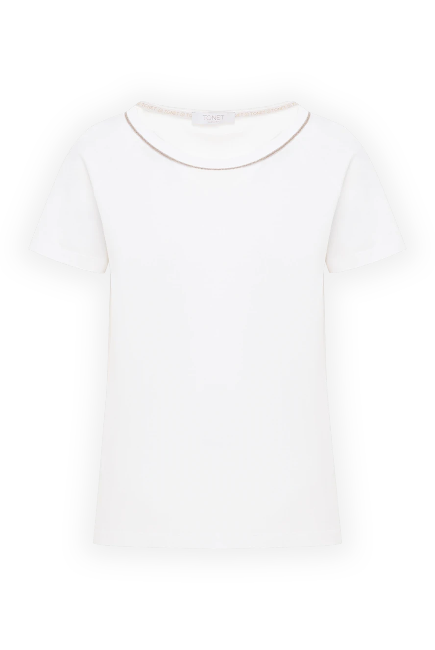 Tonet белая облегающая футболка из хлопка с декоративной отделкой горловины
158539 - фото 1