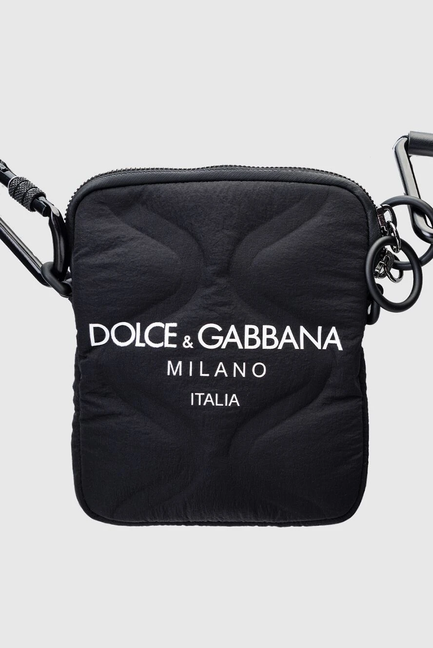 Dolce & Gabbana Ерлердікі полиамидтен, шынайы былғарыдан және эластаннан жасалған иыққа арналған сөмке, ерлерге арналған қара купить с ценами и фото 158659 - фото 1