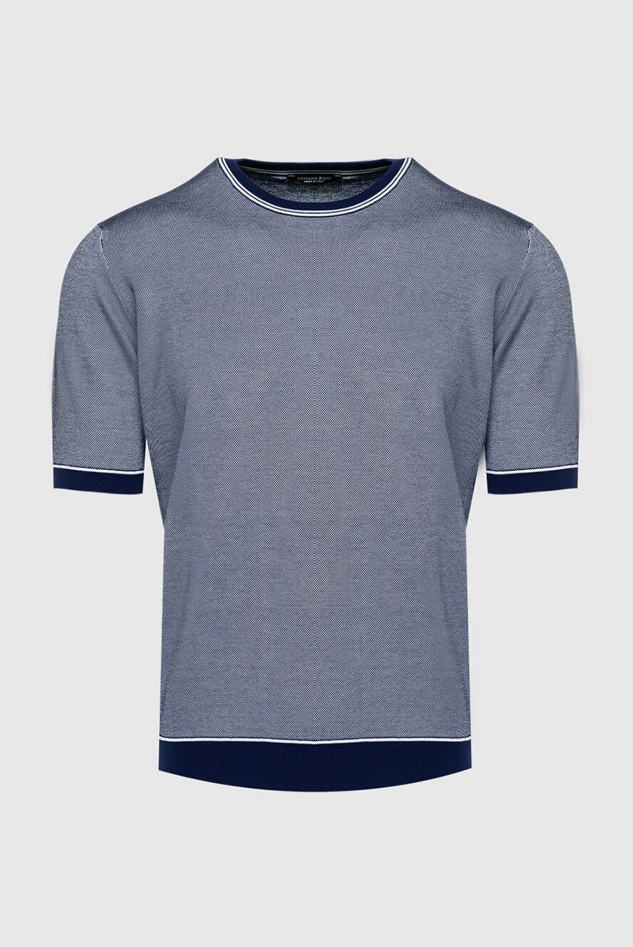 Stefano Ricci жібек пен мақтадан тігілген қысқа жеңді джемпер, көк түсті, ерлерге арналған 158781 - фото 1