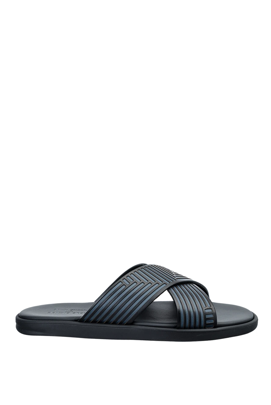 Doucal`s man black leather slippers for men купить с ценами и фото 159012 - photo 1