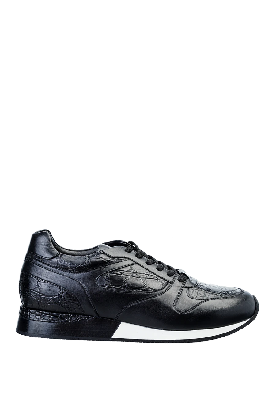 Bontoni кроссовки из кожи крокодила черные мужские 159036 - фото 1