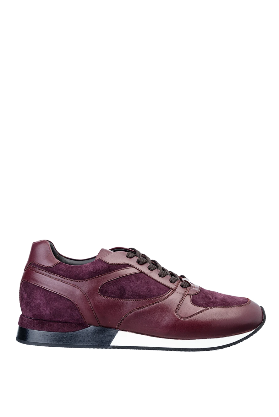 Bontoni кроссовки из бордовой кожи и замши с контрастной подошвой и мягким верхом
159045 - фото 1