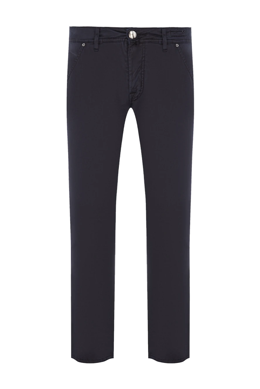 Jacob Cohen мужские джинсы из хлопка с косыми карманами в синем тоне с классической посадкой 159372 - фото 1