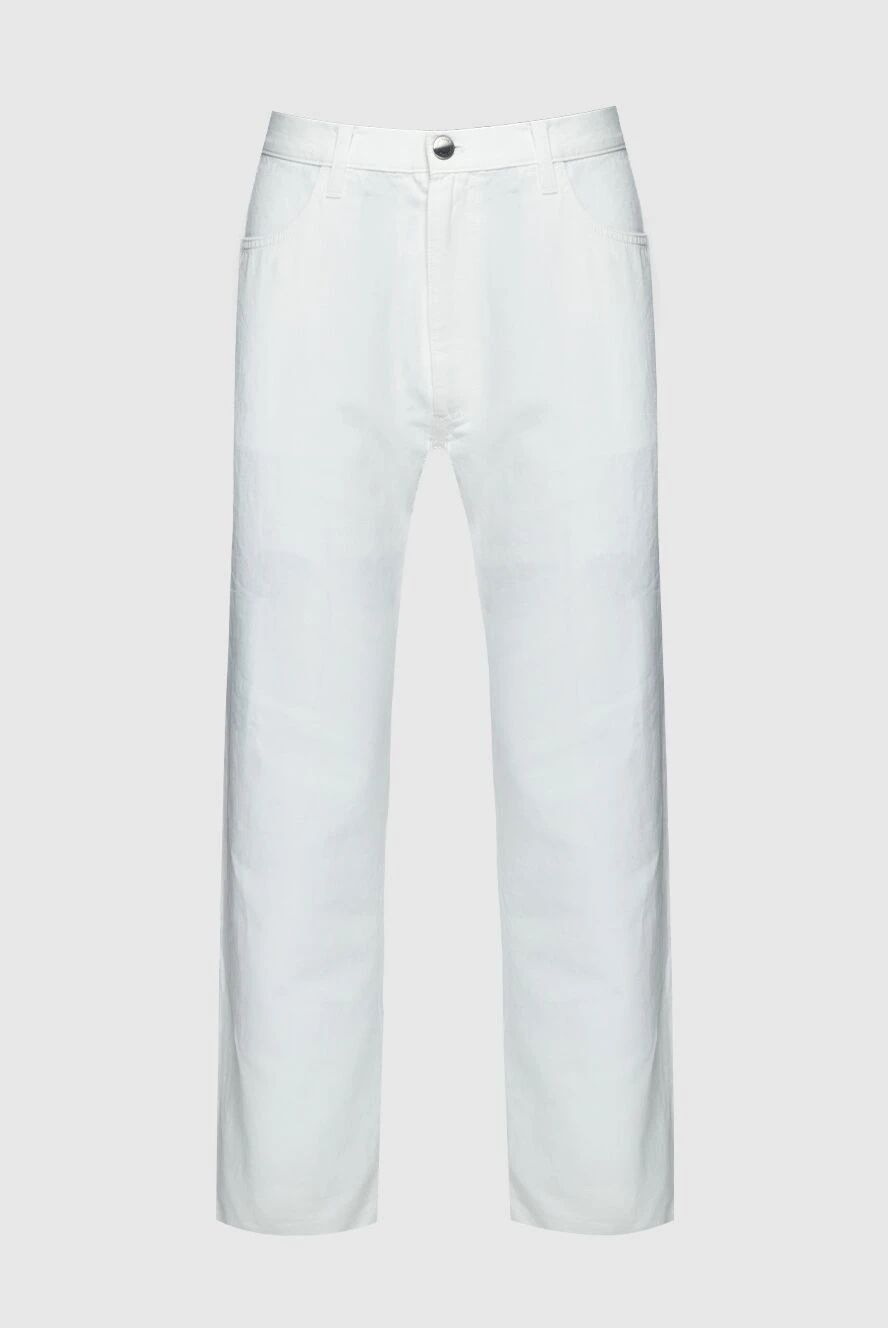 Loro Piana man white cotton and linen trousers for men купить с ценами и фото 159432 - photo 1