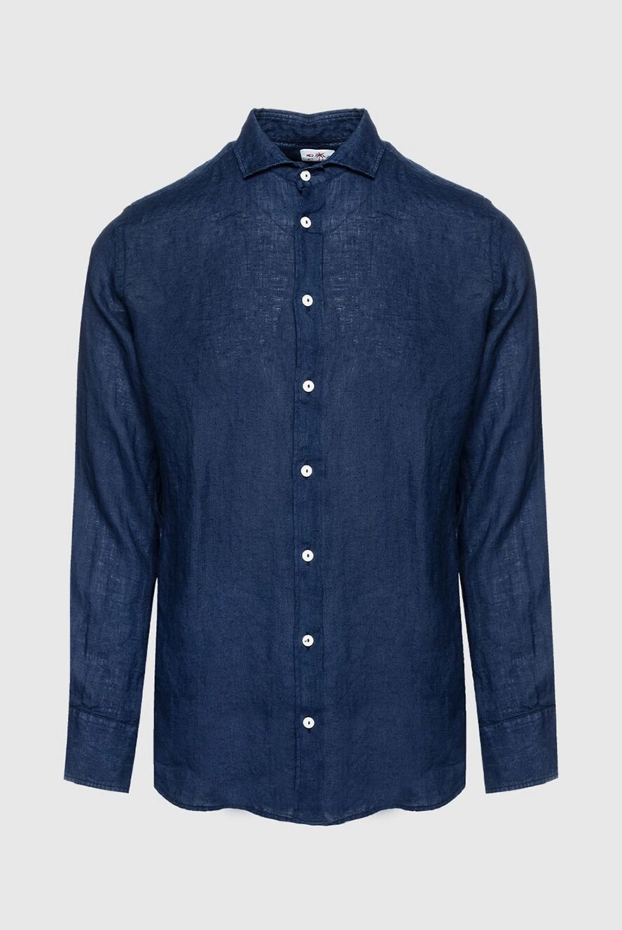 MC2 Saint Barth man men's blue linen shirt купить с ценами и фото 159503 - photo 1