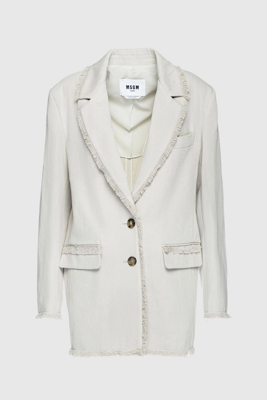 MSGM woman women's beige cotton and linen jacket купить с ценами и фото 159687 - photo 1