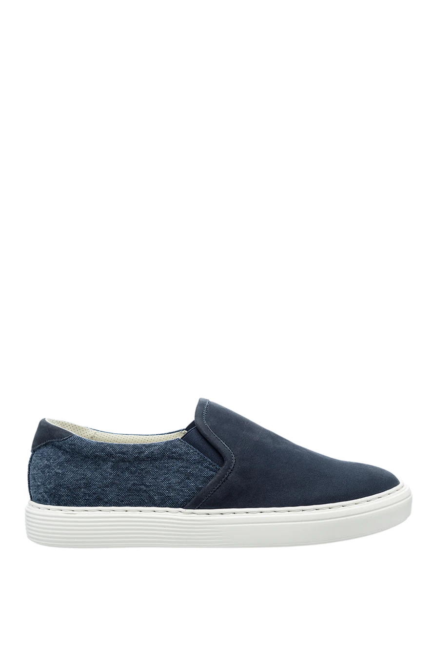 Brunello Cucinelli man slip-ons in nubuck and textile blue for men купить с ценами и фото 159752 - photo 1