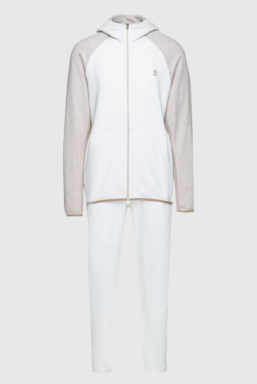 Brunello Cucinelli man men's sports suit made of cotton and linen, white купить с ценами и фото 159754 - photo 1