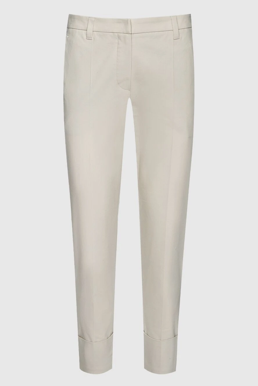 Brunello Cucinelli woman white cotton trousers for women купить с ценами и фото 159861 - photo 1