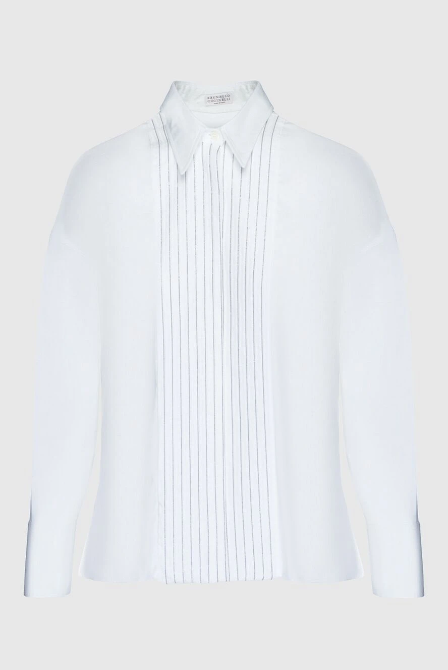 Brunello Cucinelli woman white cotton and polyamide shirt for women купить с ценами и фото 159902 - photo 1