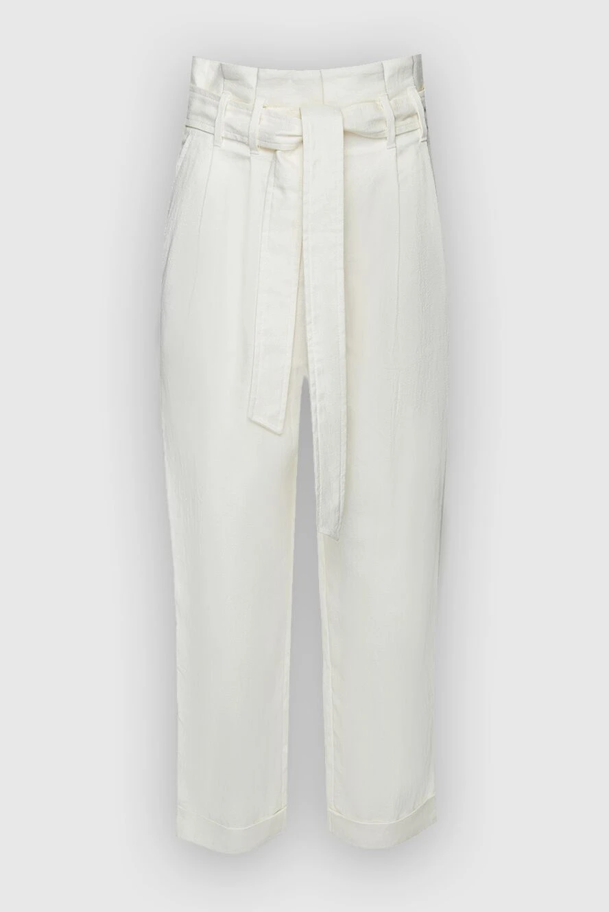 Brunello Cucinelli woman white polyamide and linen trousers for women купить с ценами и фото 159911 - photo 1