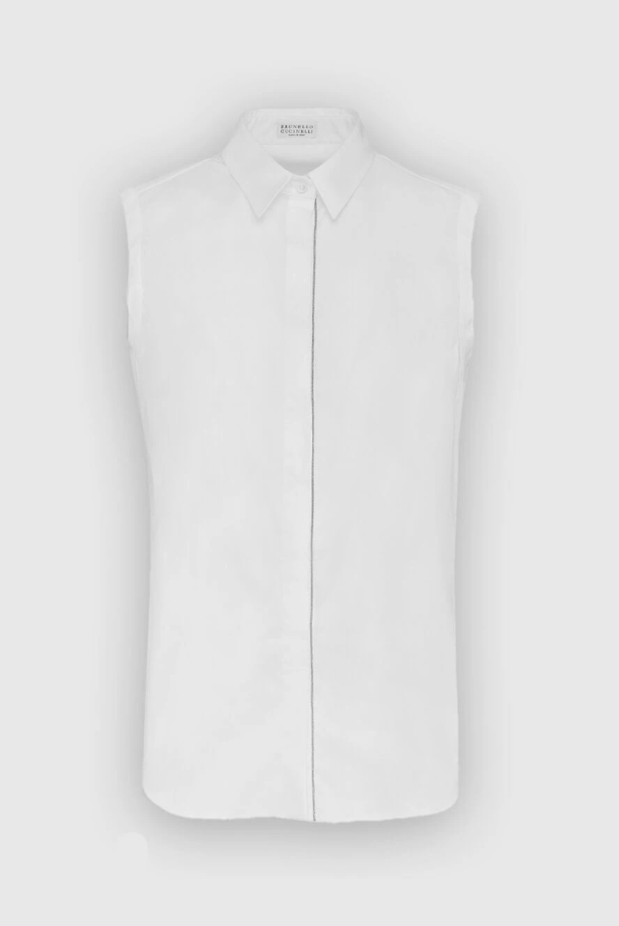 Brunello Cucinelli woman white cotton and polyamide shirt for women купить с ценами и фото 159923 - photo 1