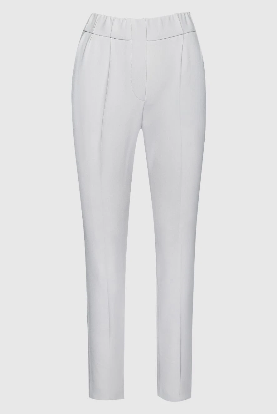 Brunello Cucinelli woman white acrylic and silk trousers for women купить с ценами и фото 159933 - photo 1