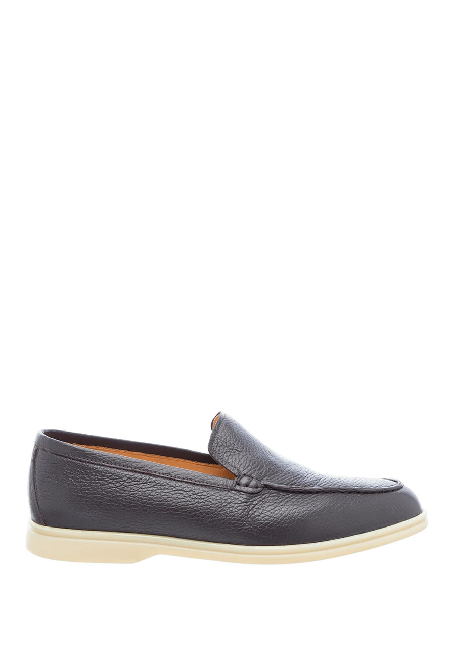 Cesare di Napoli man gray leather loafers for men купить с ценами и фото 160117 - photo 1