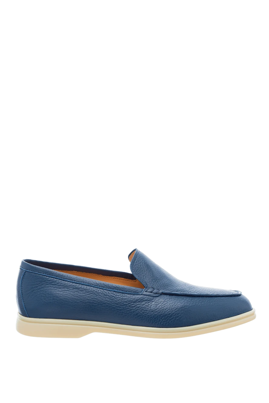 Cesare di Napoli man blue leather loafers for men купить с ценами и фото 160118 - photo 1