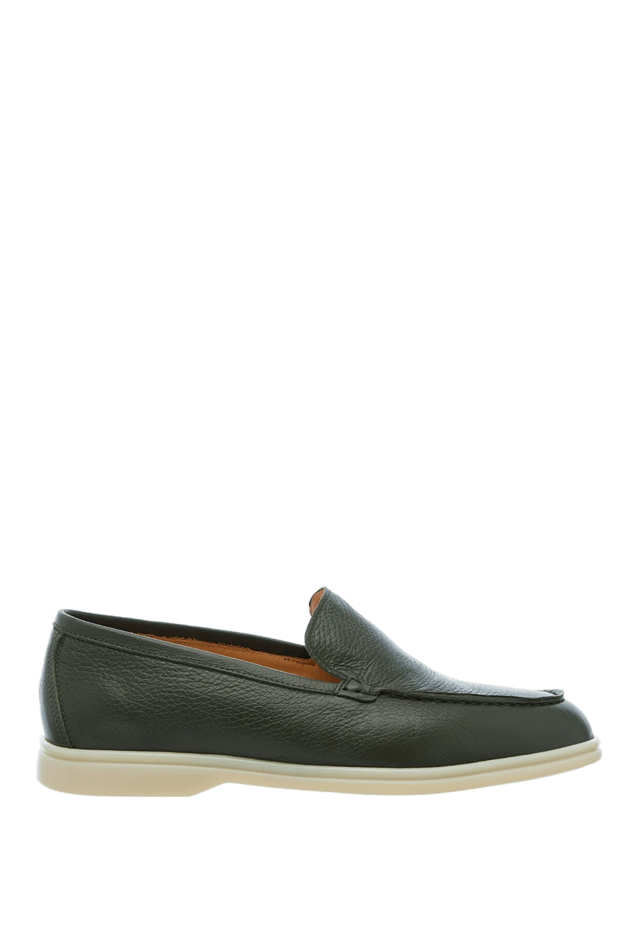 Cesare di Napoli man green leather loafers for men купить с ценами и фото 160123 - photo 1