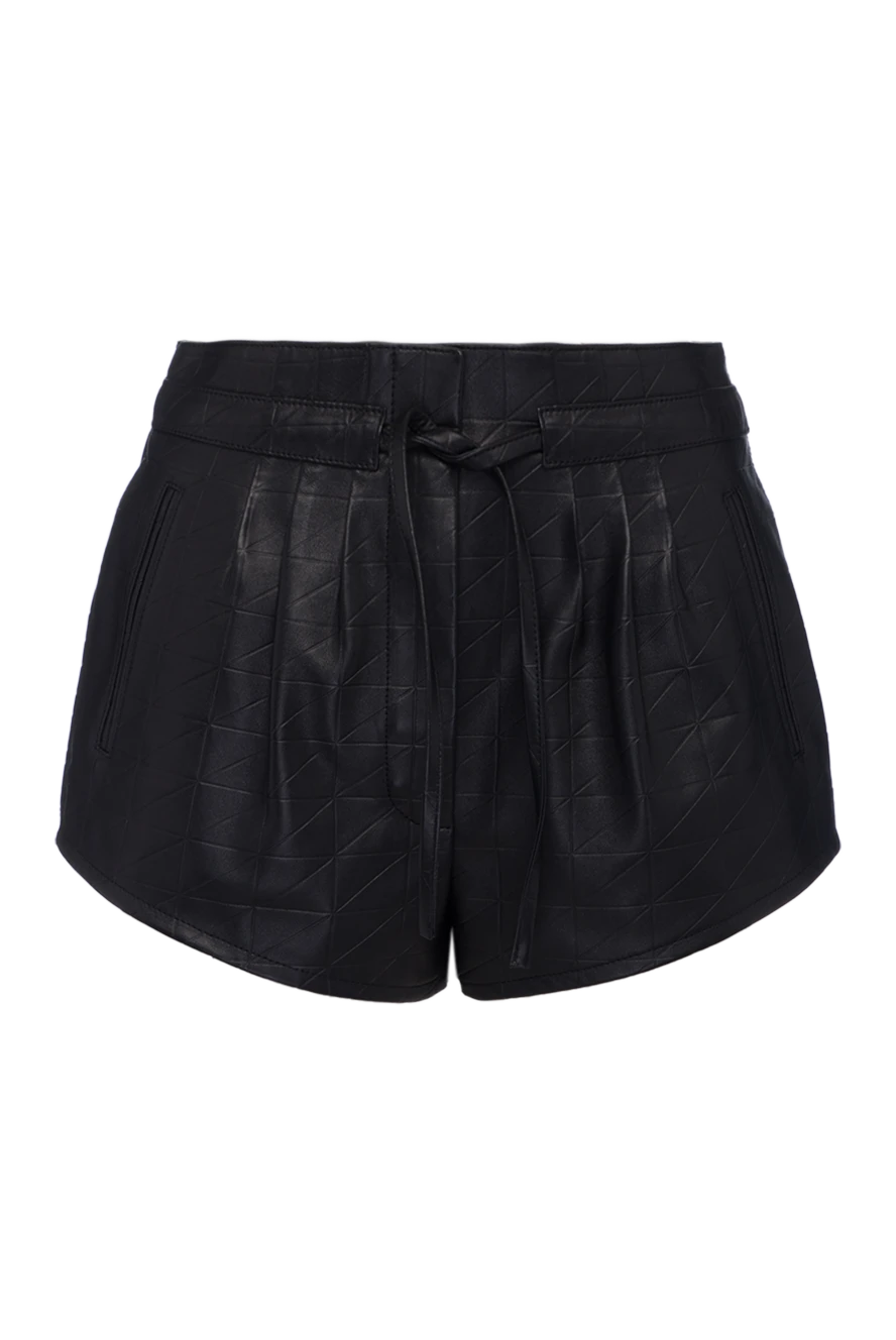 Saint Laurent кожаные шорты на завязке черные женские 160322 - фото 1