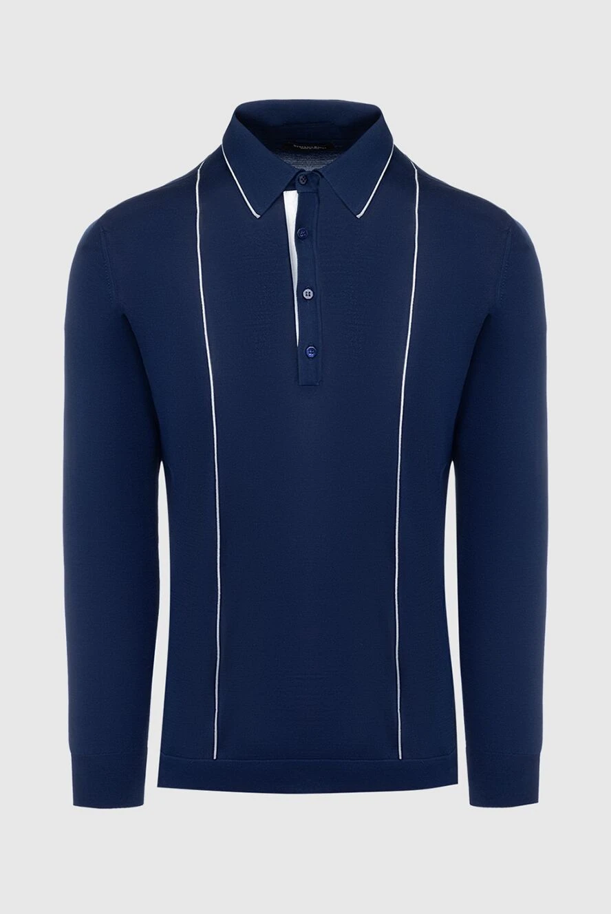 Stefano Ricci поло с длинным рукавом из шелка и кожи крокодила синее мужское 160577 - фото 1