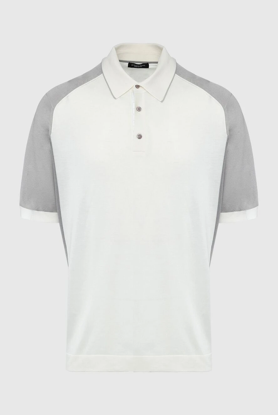 Stefano Ricci белое поло из шелка с контрастной окантовкой и элементами из кожи крокодила
160592 - фото 1