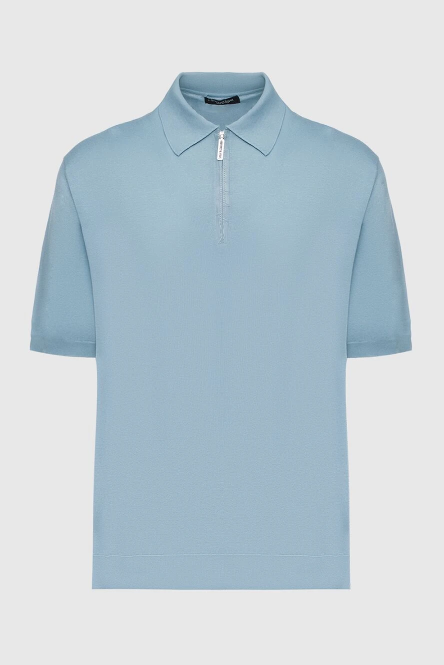 Stefano Ricci polo from silk and crocodile leather blue men's 160626 - photo 1