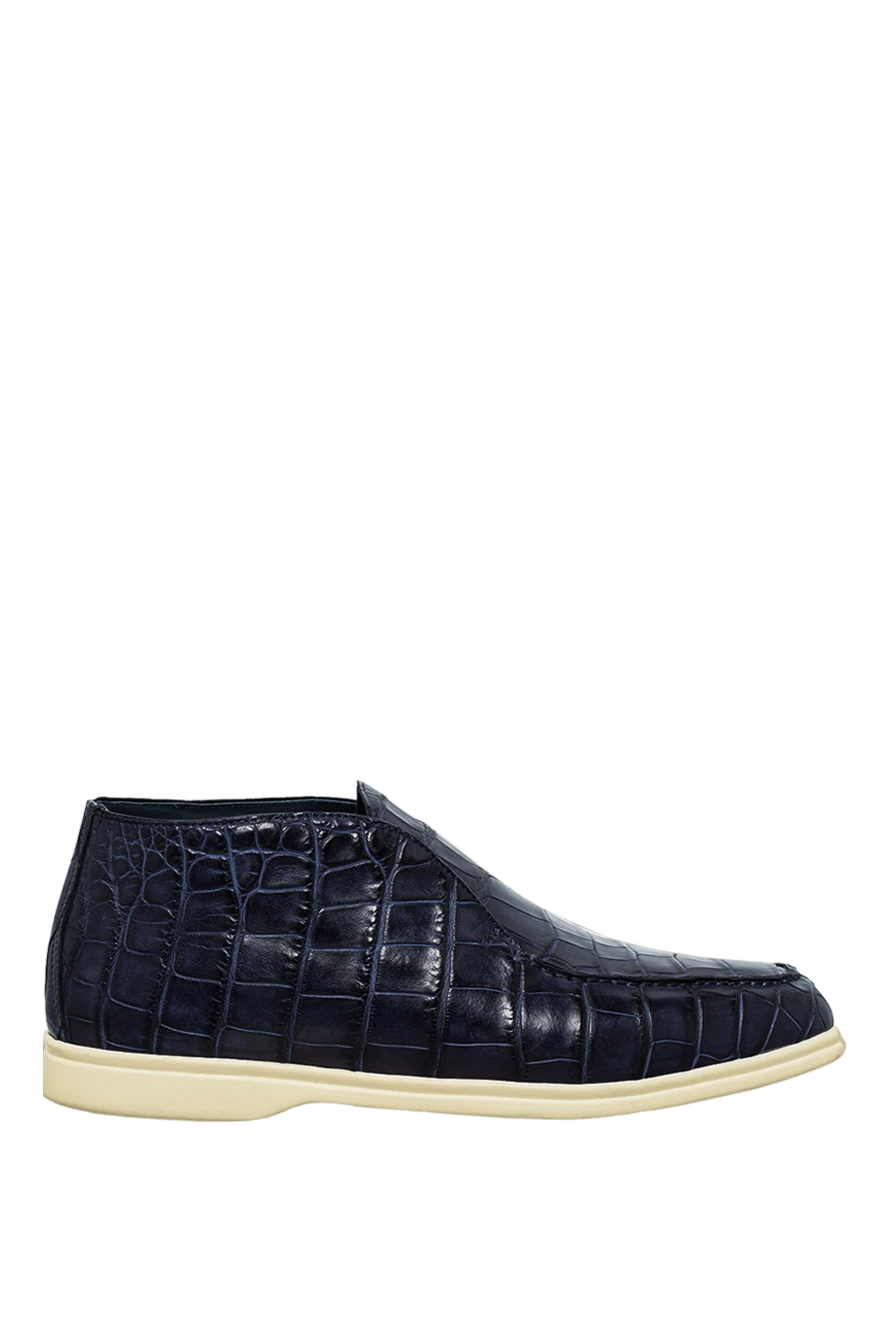 Cesare di Napoli көк крокодил былгарысынан жасалган жоғары қонышты лоферлер мехпен ерлерге арналган 160880 - фото 1