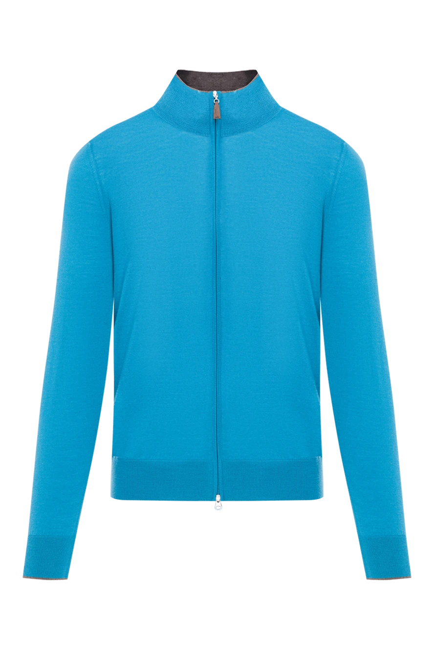 Gran Sasso көк күдеріден жасалған сыдырма және шынтақ төсемдері бар кардиган
160977 - фото 1