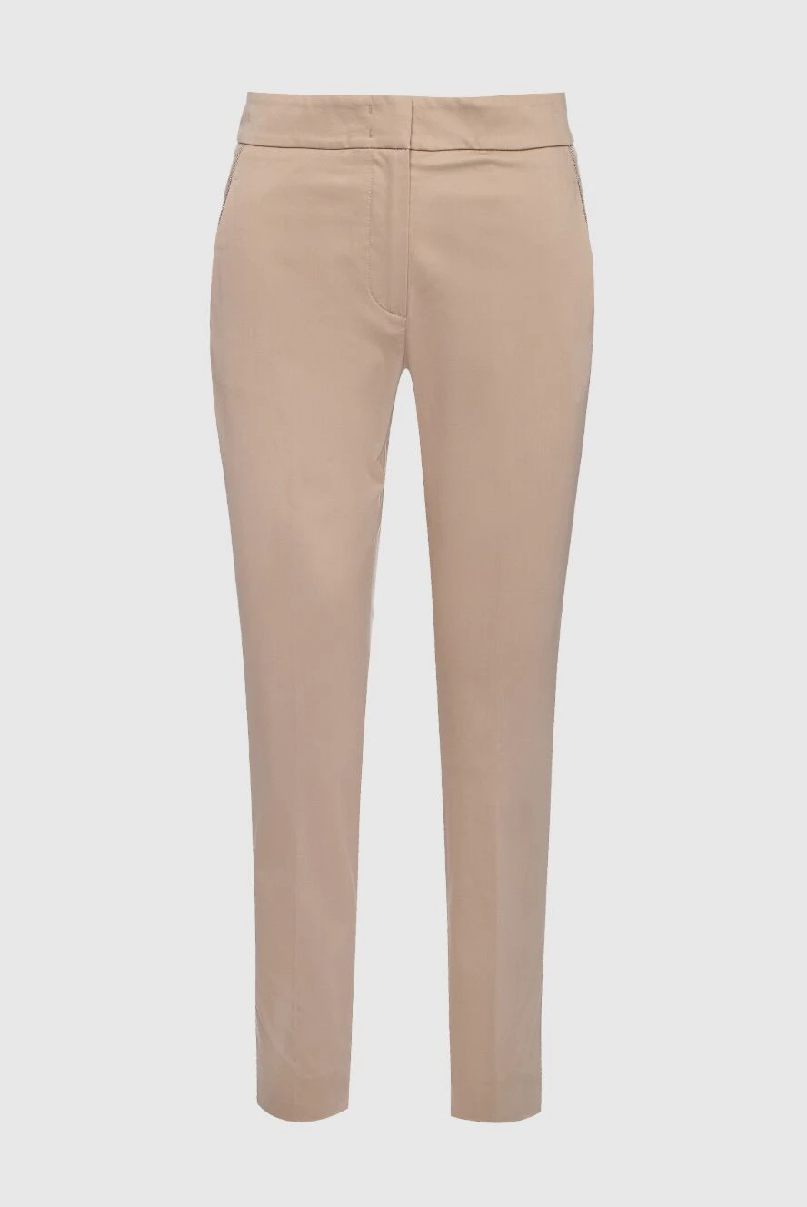 Peserico woman beige cotton trousers for women купить с ценами и фото 161099 - photo 1