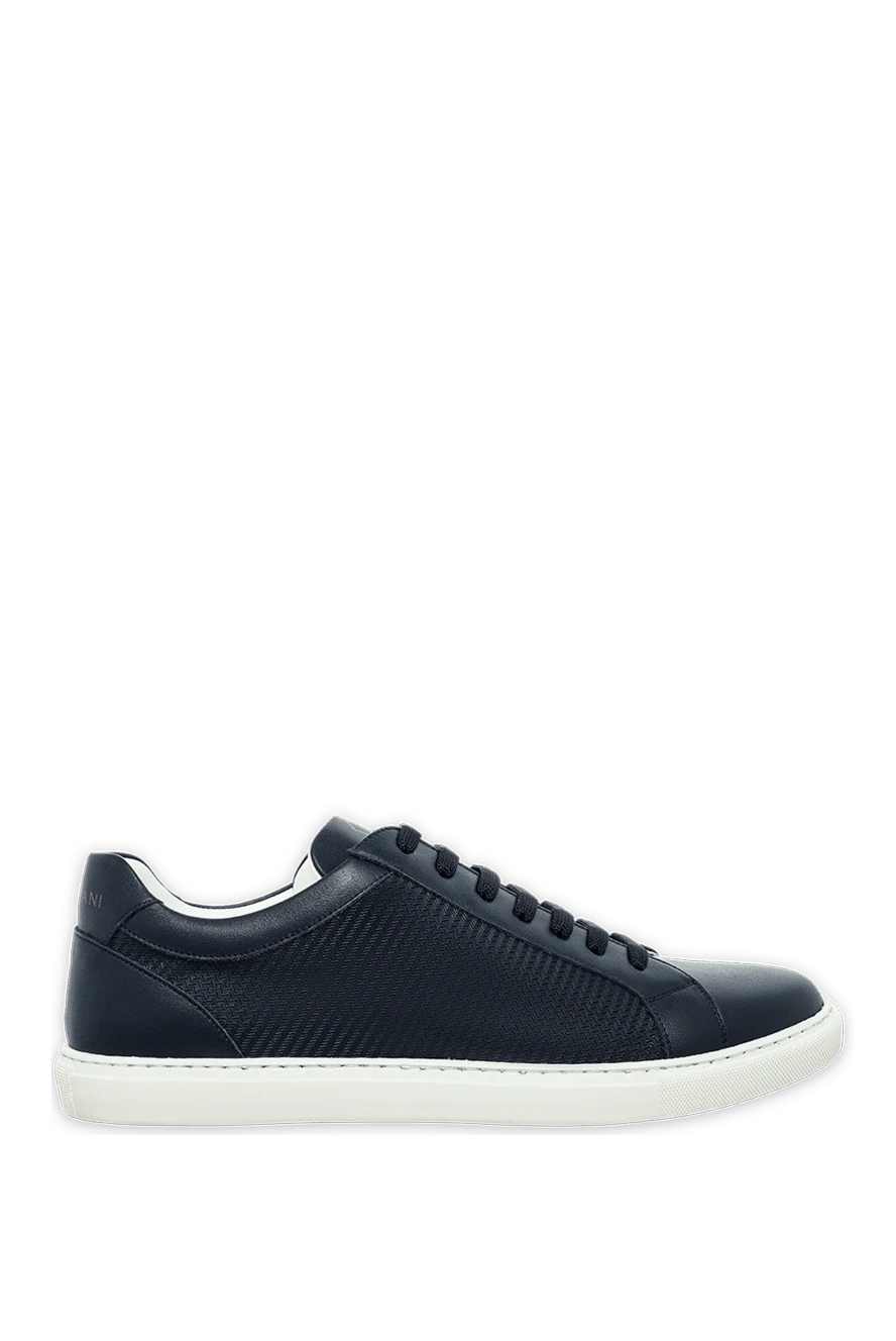 Corneliani man blue leather sneakers for men купить с ценами и фото 161232 - photo 1