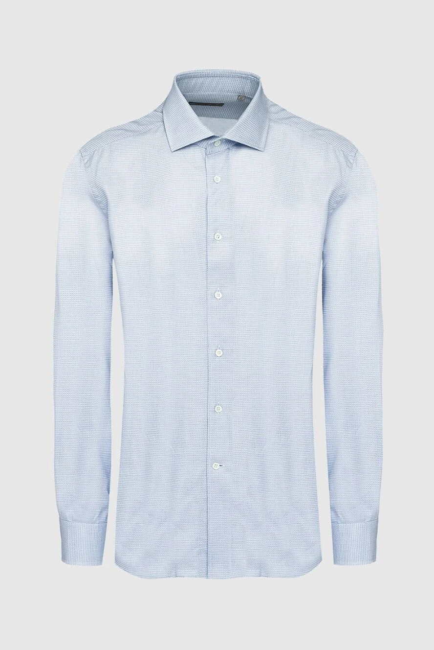 Corneliani man blue cotton shirt for men купить с ценами и фото 161249 - photo 1