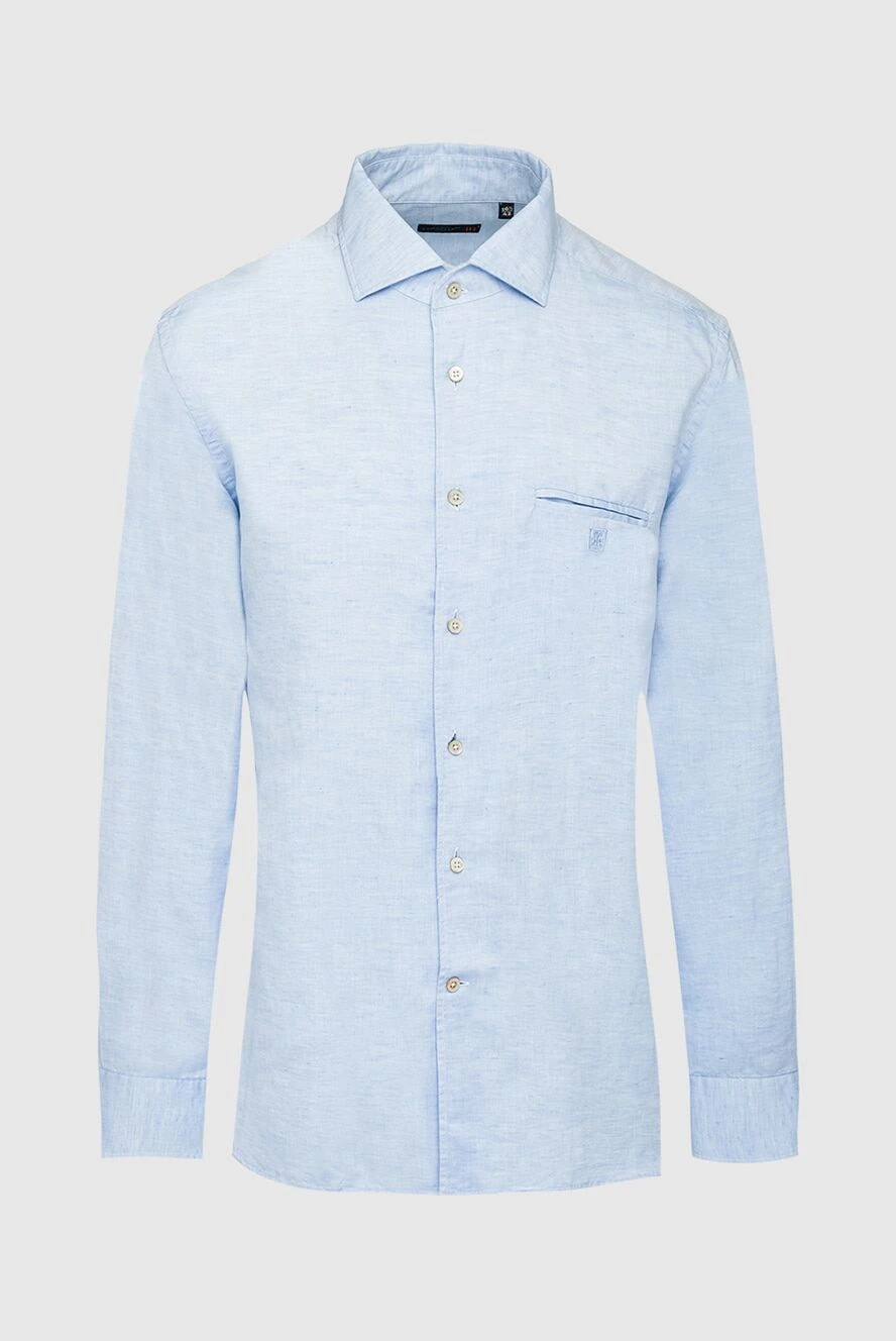 Corneliani man men's blue cotton and linen shirt купить с ценами и фото 161251 - photo 1