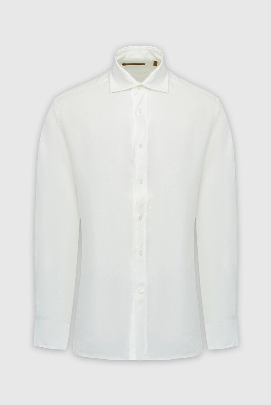 Corneliani man men's white linen shirt купить с ценами и фото 161254 - photo 1