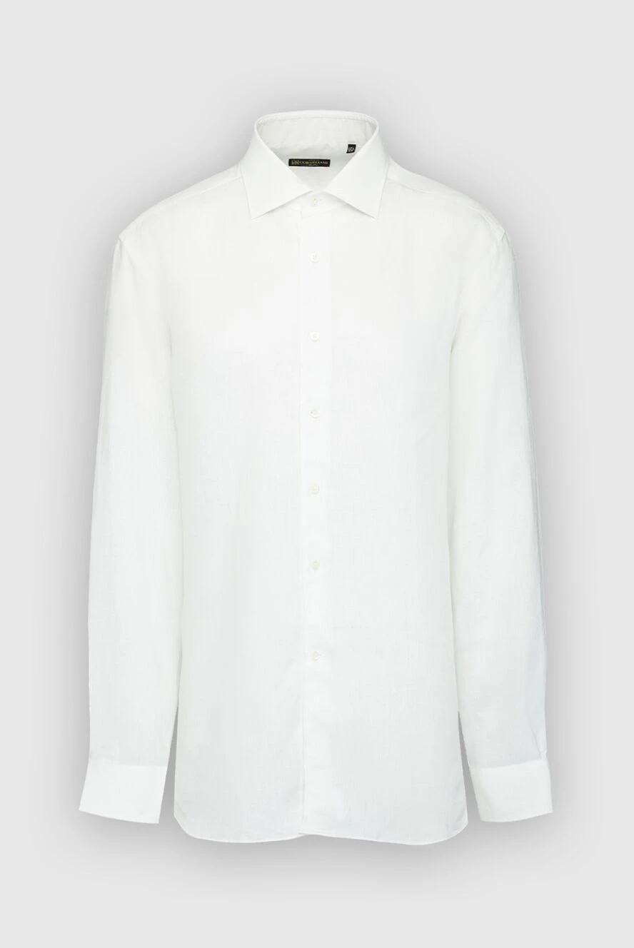 Corneliani man men's white linen shirt купить с ценами и фото 161255 - photo 1