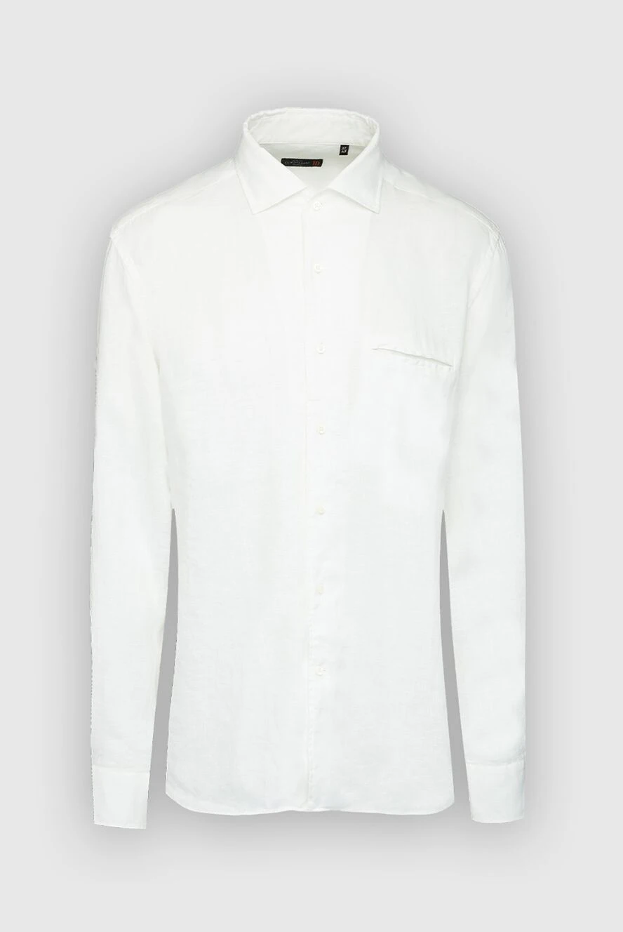 Corneliani man men's white linen shirt купить с ценами и фото 161259 - photo 1