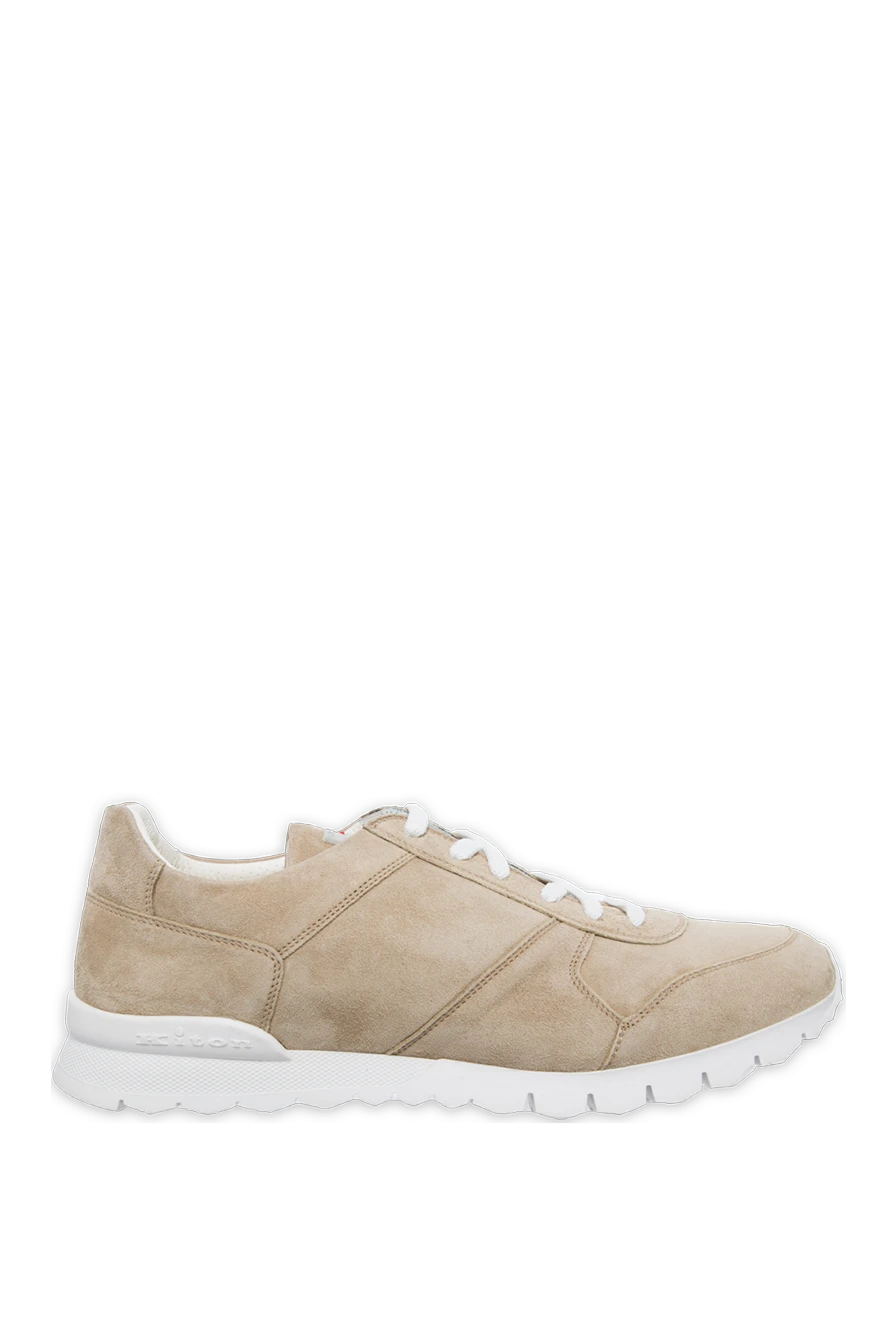 Kiton ашық бежевый күдеріден жасалған табаны бар кроссовкалар 161296 - фото 1