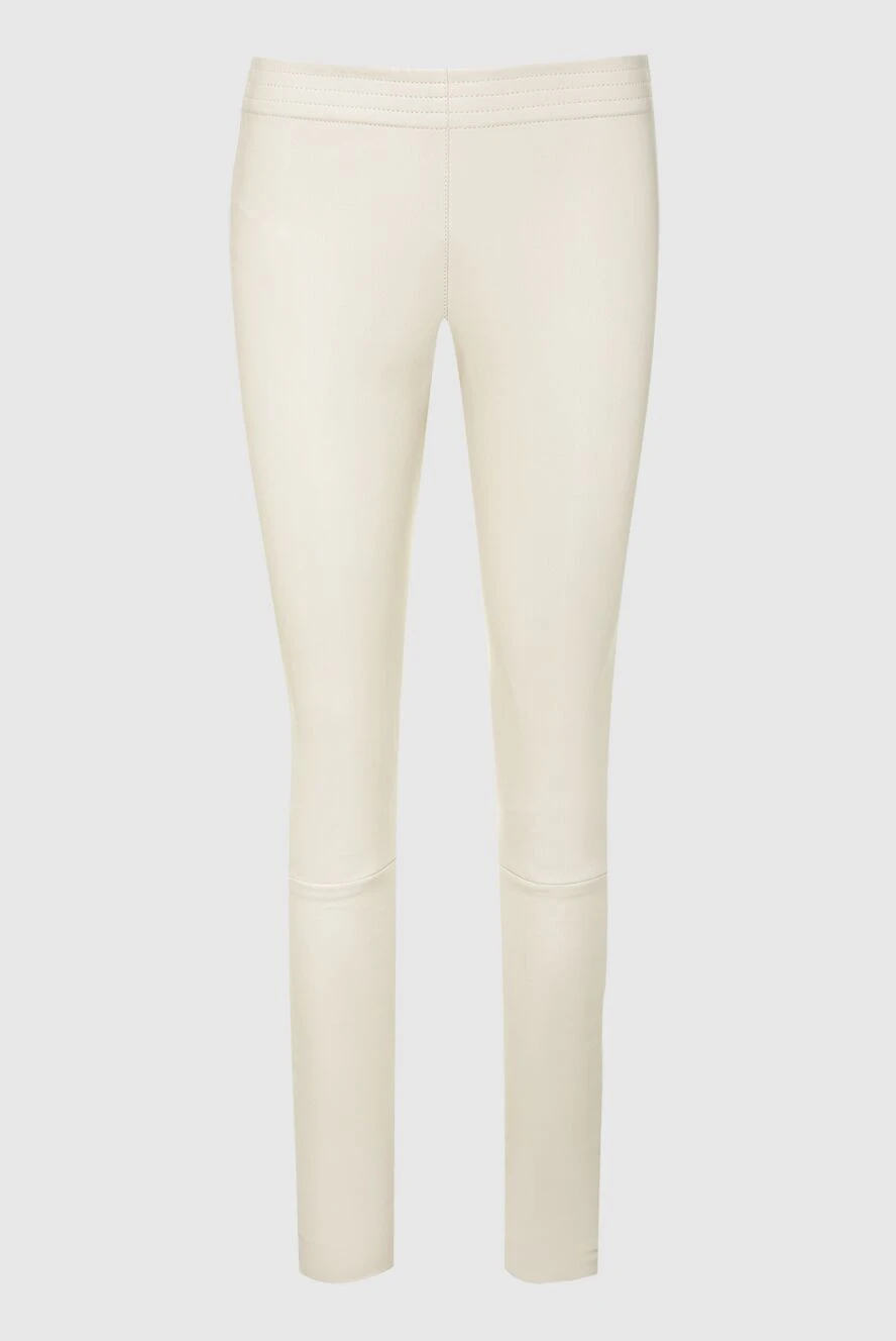 DROMe woman white leather trousers for women купить с ценами и фото 161417 - photo 1