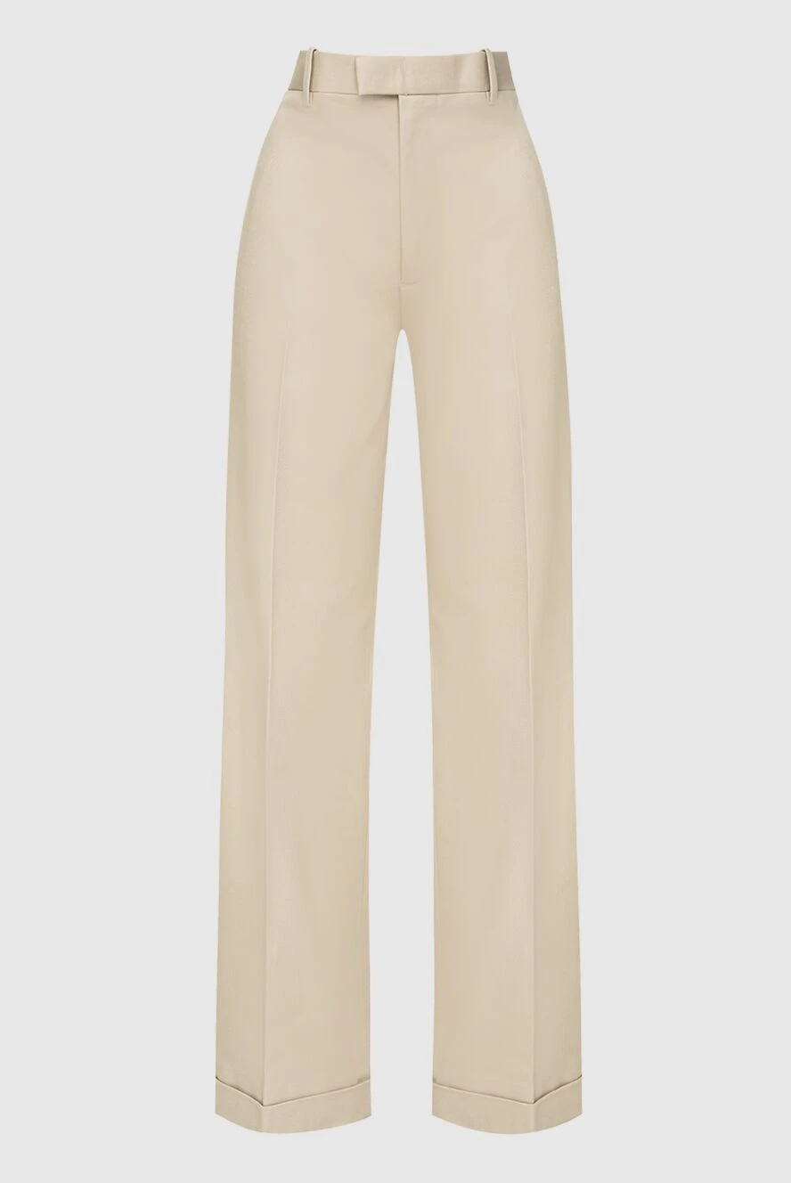 Bottega Veneta woman beige cotton trousers for women купить с ценами и фото 161509 - photo 1