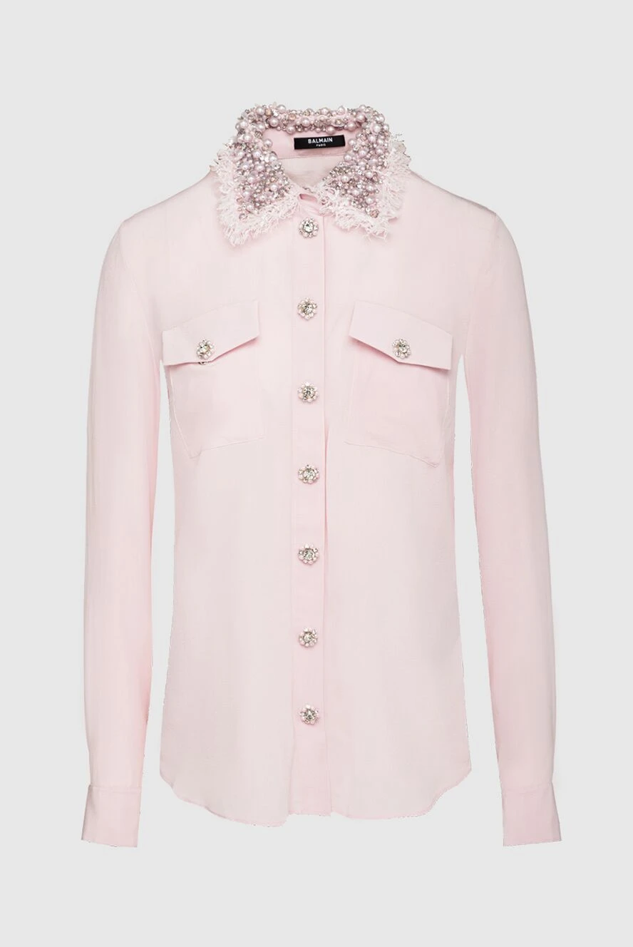 Balmain woman pink silk blouse for women купить с ценами и фото 161645 - photo 1