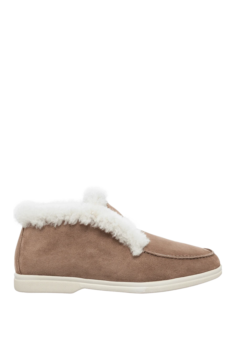 Cesare di Napoli woman brown suede and fur loafers for women купить с ценами и фото 161658 - photo 1