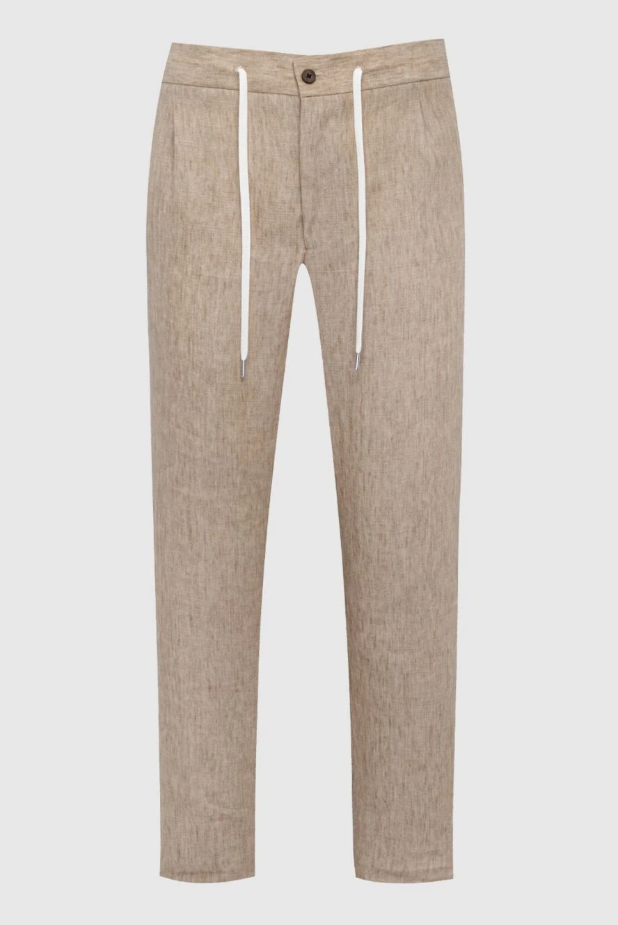 Cesare di Napoli man beige linen trousers for men купить с ценами и фото 161680 - photo 1