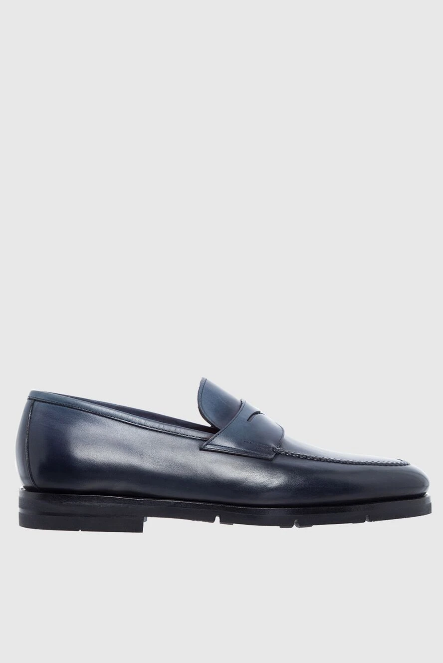 Santoni man men's blue leather loafers купить с ценами и фото 161939 - photo 1