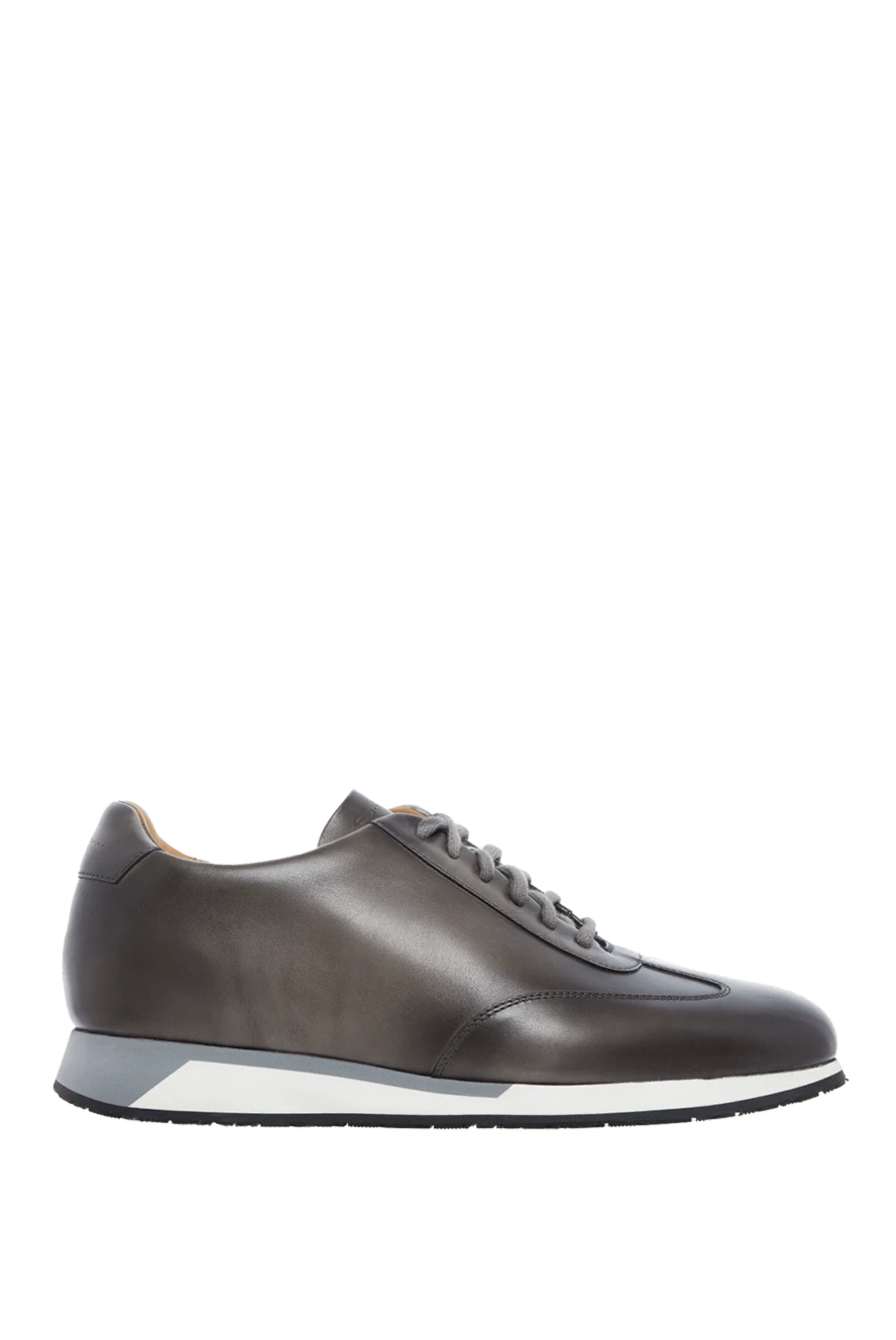 Santoni man gray leather sneakers for men купить с ценами и фото 161960 - photo 1